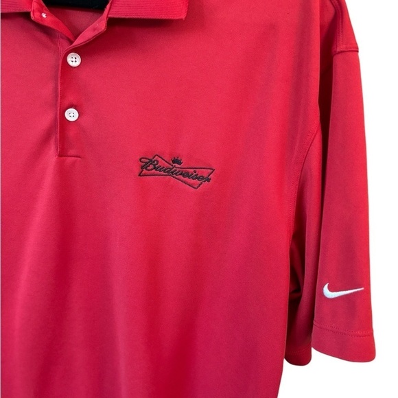 Nike Golf Dri-Fit Polo Shirt w/ Budweiser Logo Red Men's Size Large - Picture 2 of 9
